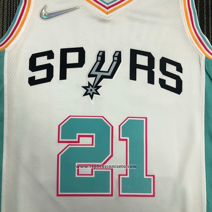 Camiseta San Antonio Spurs Tim Duncan #21 Ciudad 2021-22 Blanco